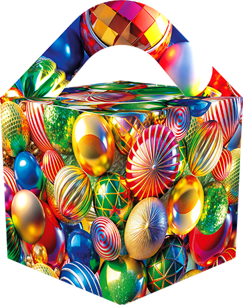 Новогодний подарок Картон Хром-эрзац Кубик Большой Радуга шаров 500 г