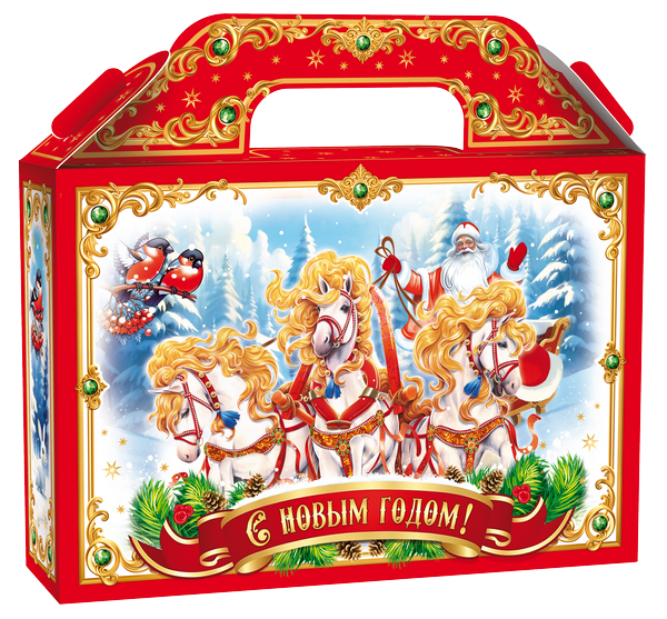 Новогодний подарок Картон Хром-эрзац Три белых коня 800 г