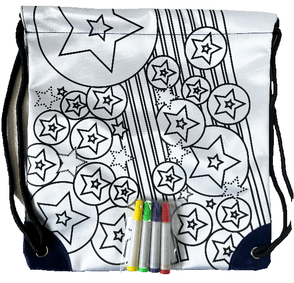 Упаковка Прочее  Сумка для сменки - раскраска со звездами+4 маркера