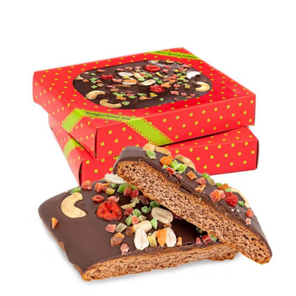 Пряник в шоколадной глазури с орехами и сухофруктами Кешью интернет магазин karuselpodarkov.ru