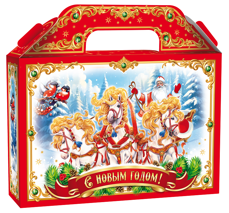 Новогодний подарок Картон МГК Новогодняя тройка красная 1000 г