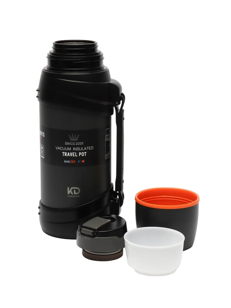   Термос 2,0л нерж сталь, широкое горло, кнопка-клапан+ 2 чашка, цвет ЗЕЛЁНЫЙ  кор/20шт  TDA-5379 интернет магазин karuselpodarkov.ru