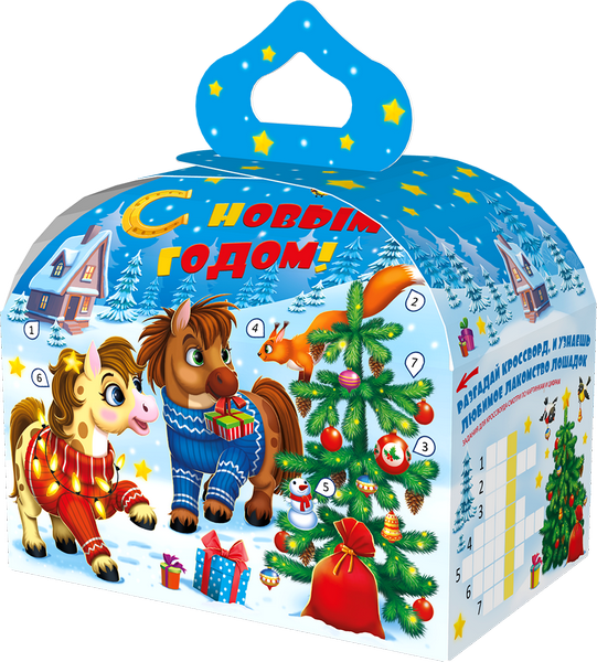 Новогодний подарок Картон Хром-эрзац Сундучок Веселые копытца 800 г