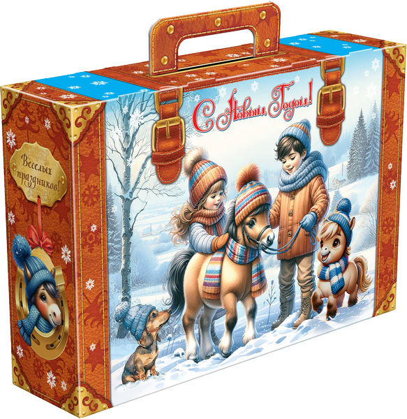 Новогодний подарок Картон МГК Чемодан с конями 800 г