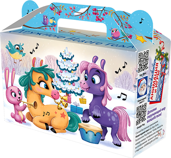 Новогодний подарок Картон Хром-эрзац Подарочек Малый Озорные пони 400 г