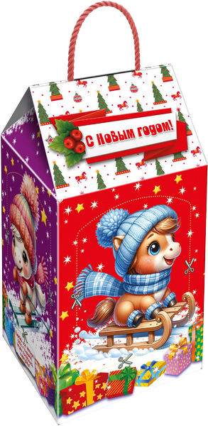 Новогодний подарок Картон МГК Кормушка с лошадками 700 г