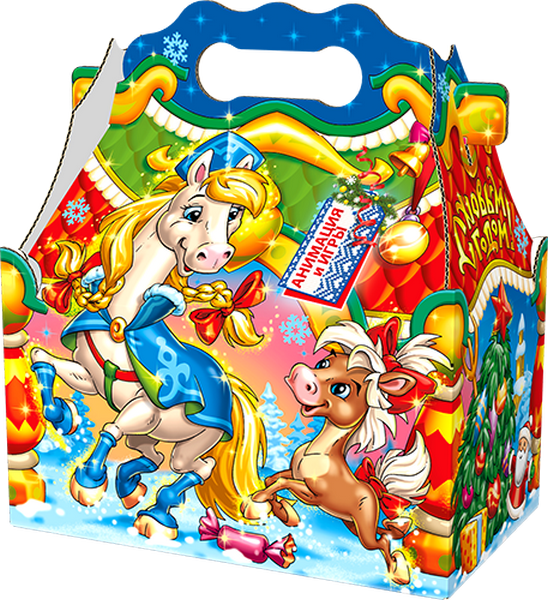 Новогодний подарок Картон МГК Ларец простой Конек 800 г