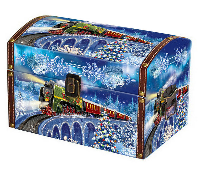 Новогодний подарок Дерево Сундук Поезд 1000 г
