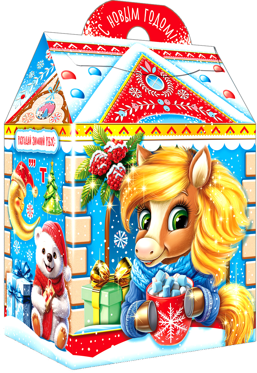Новогодний подарок Картон МГК Домик. Вкусняшка 800 г