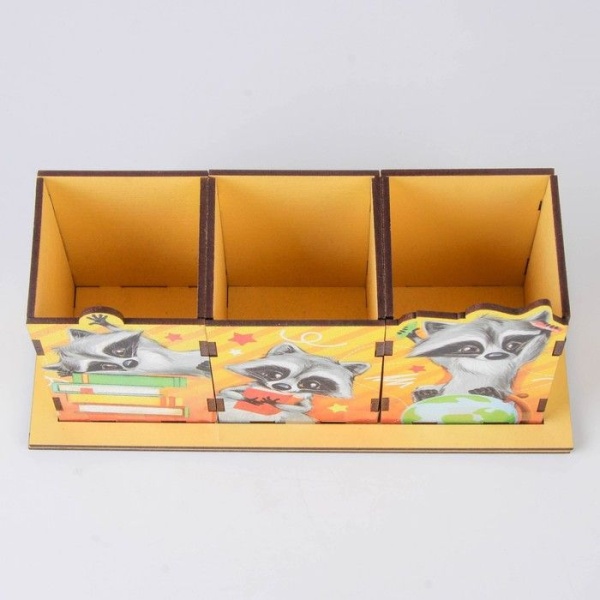 Карандашница тройная "Енот" 21 х 9 см интернет магазин karuselpodarkov.ru