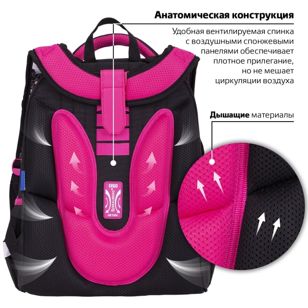 Ранец BRAUBERG LUMINOUS, 2 отделения, с брелоком, "Cats first", СВЕТЯЩИЙСЯ РИСУНОК интернет магазин karuselpodarkov.ru