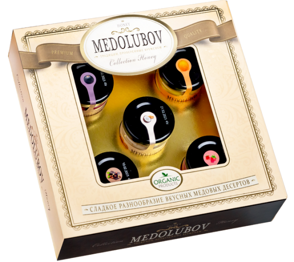 Подарочная упаковка меда ассорти 40мл (5шт) интернет магазин karuselpodarkov.ru