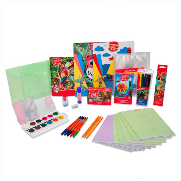 Набор школьных принадлежностей в подарочной коробке ERICH KRAUSE, 43 предмета интернет магазин karuselpodarkov.ru