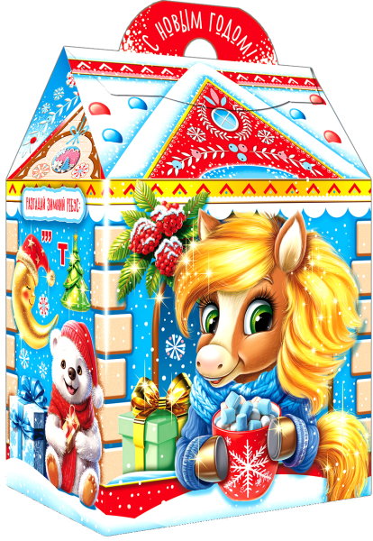 Новогодний подарок Картон МГК Домик. Вкусняшка 800 г